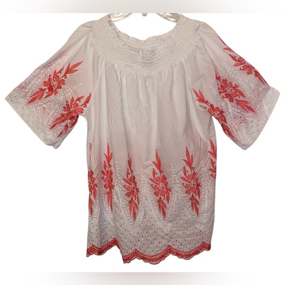 Studio West Brand Ladies Pullover Blouse w/ORG Embroidery Smocked Neck-SZ MED* - Picture 1 of 4